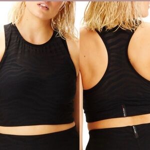 Adam Selman Sport Black Mesh Zebra Print Crop Bra Top sz XS Like New!